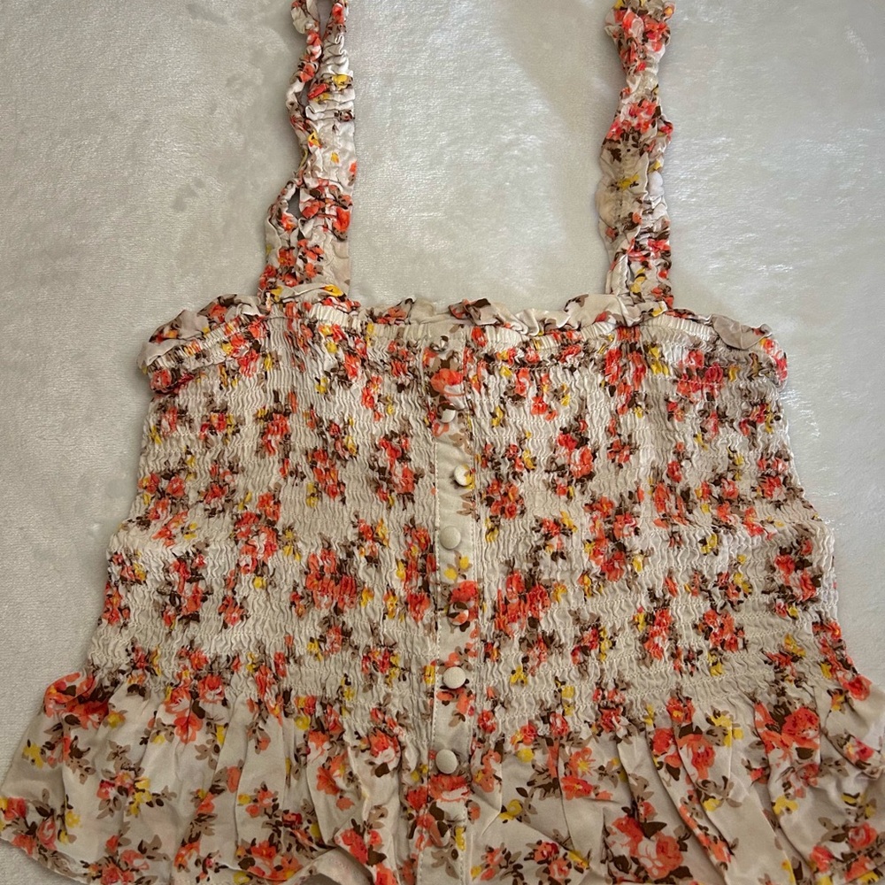 Floral Ruffle Strap Top